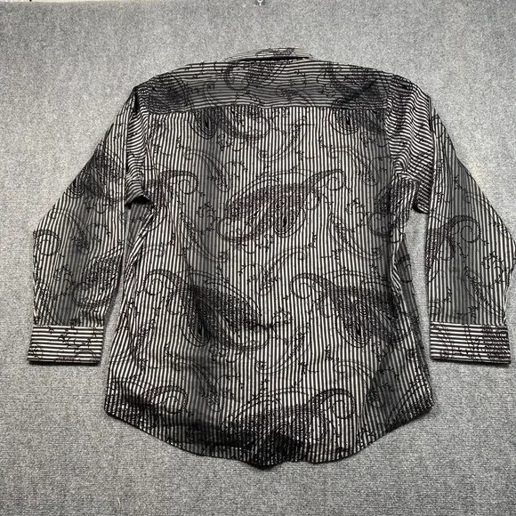 Johnston & Murphy Men's XL Long Sleeve Button Down Shirt Black‎ Textured Paisley - Picture 7 of 7